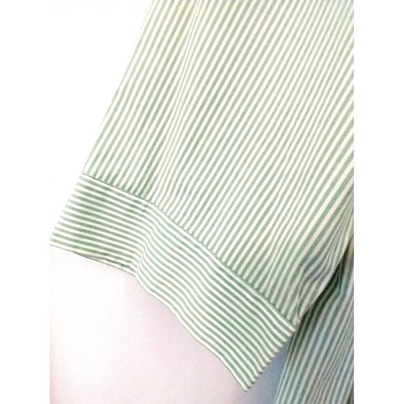 IZOD Women’s Blouse 3/4 Sleeve Button Up Green Mini Stripe Cotton Stretch - 2X - Picture 4 of 8